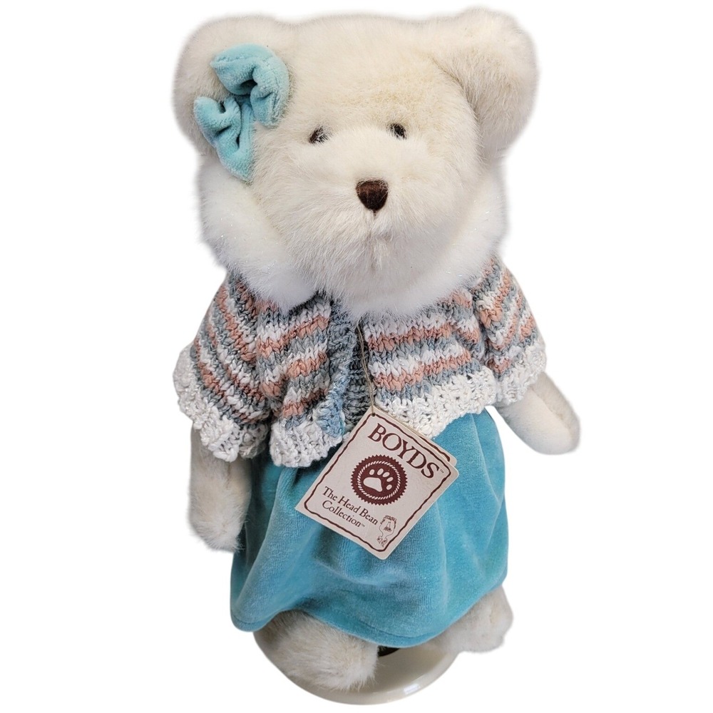Boyds Bears Mackenzie Sparklefrost Jointed Teddy Bear Plush Velvet Dress Winter‎
